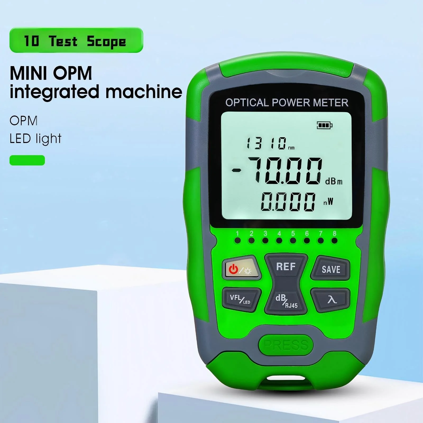 Dry Cell A-M70 OPM Portable Fiber Optic Power Meter Integrated Machine 50 (FC/SC/ST) & RJ45 Network Test Portable Fiber Optic Tester ‑70 to +10 1pc FC to LC Adapter - Image 5