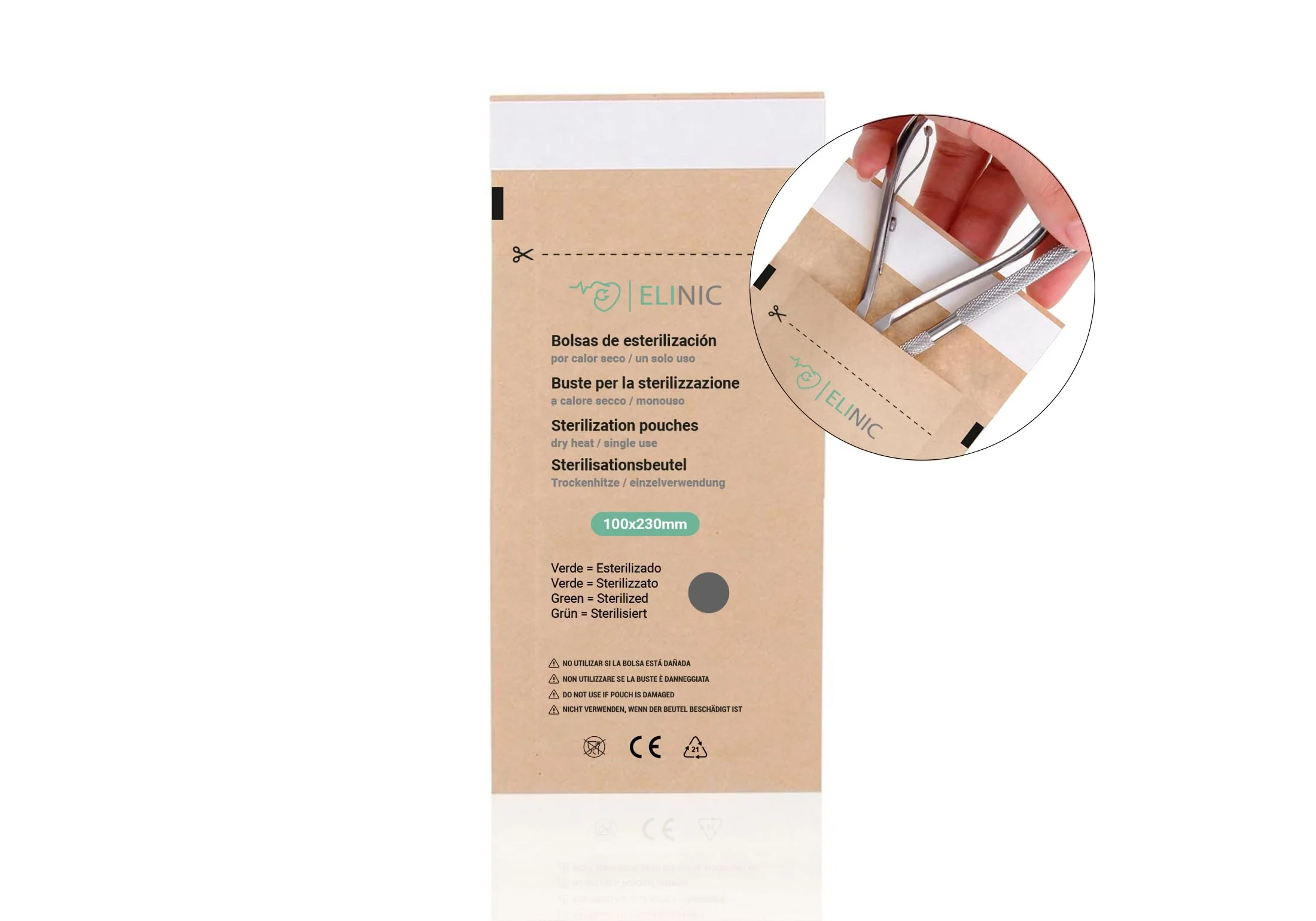 Dry Heat Sterilization Bags - Pack of 100 (100mm x 230mm) 100*230mm - Image 3