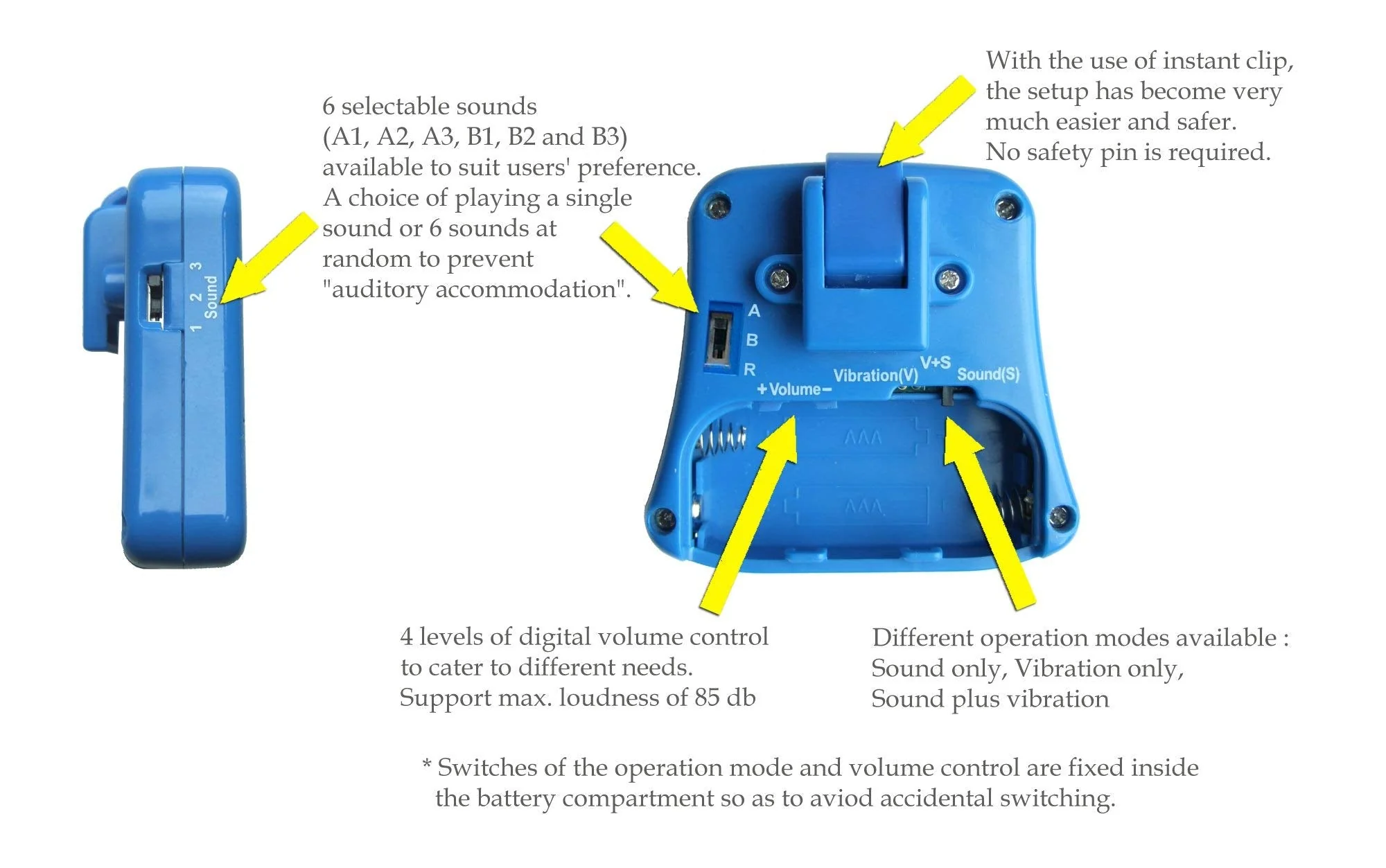 DRYEASY Bedwetting Alarm with Volume Control, 6 Selectable Sounds and Vibration - Image 3