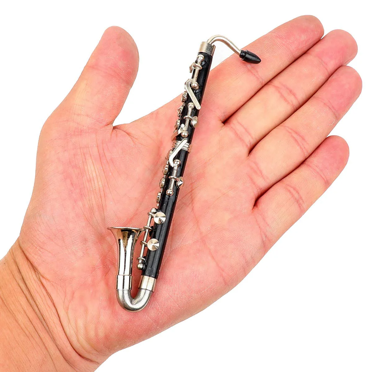 Dselvgvu Miniature Bass Clarinet with Stand and Case Mini Musical Instrument Mini Bass Clarinet Miniature Dollhouse Model Christmas Ornament (5.12") 5.12" - Image 2