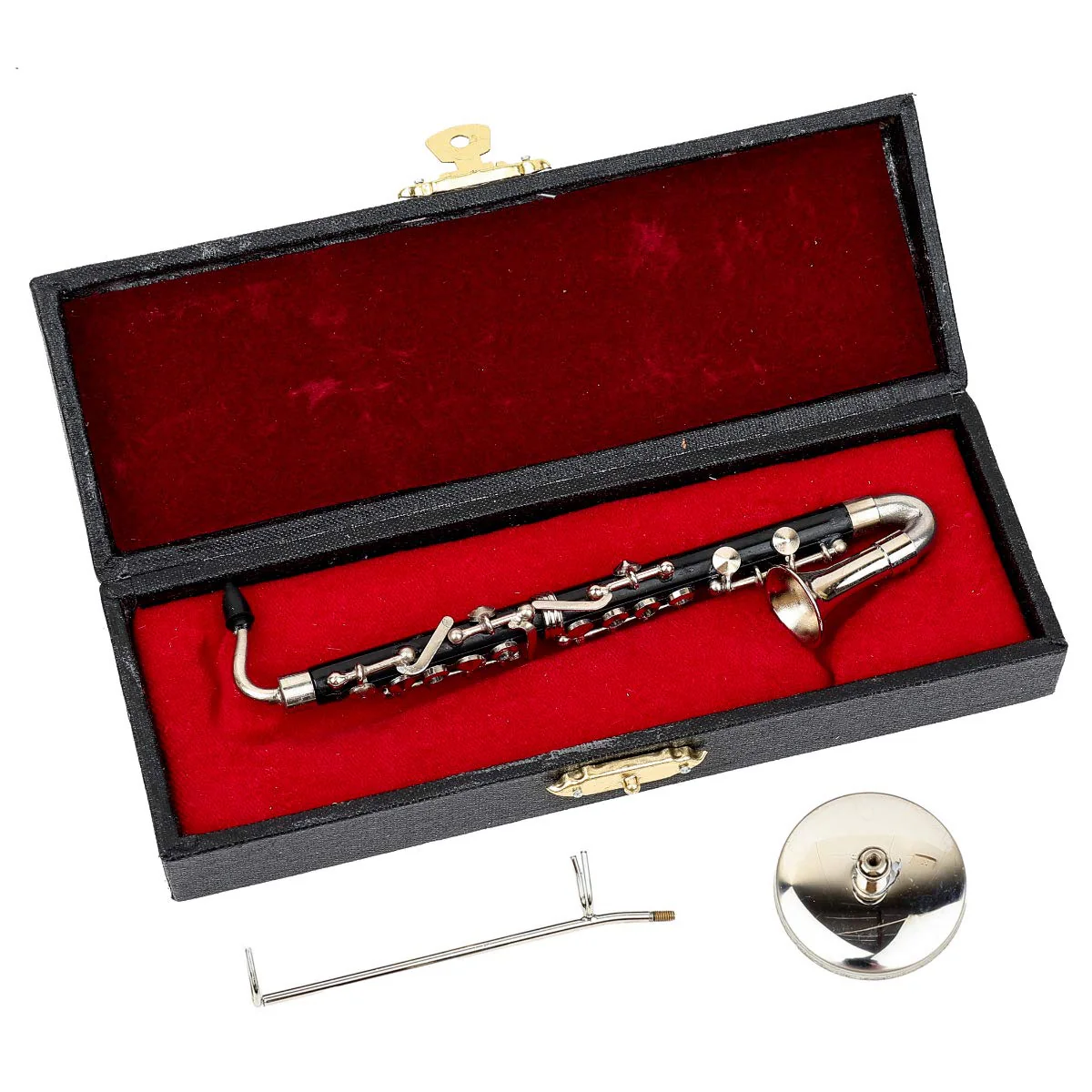 Dselvgvu Miniature Bass Clarinet with Stand and Case Mini Musical Instrument Mini Bass Clarinet Miniature Dollhouse Model Christmas Ornament (5.12") 5.12" - Image 3