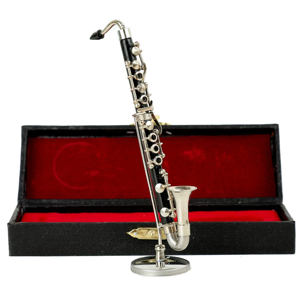 Dselvgvu Miniature Bass Clarinet with Stand and Case Mini Musical Instrument Mini Bass Clarinet Miniature Dollhouse Model Christmas Ornament (5.12") 5.12" - Image 4