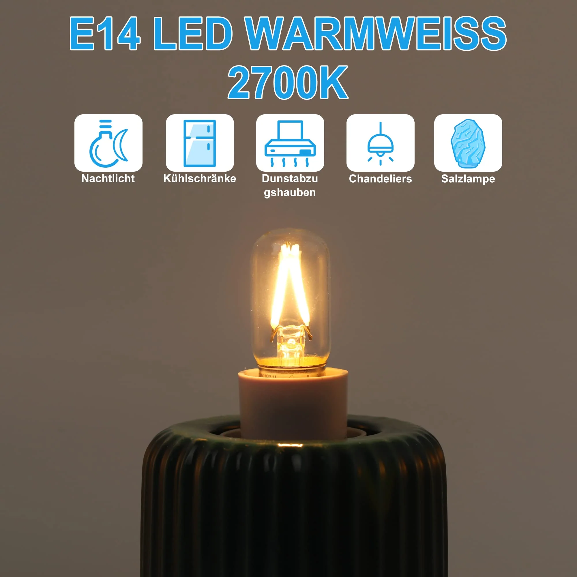 DSLebeen E14 LED Warm White Light Bulb Fridge Lamp 2 W 250 LM Replacement Bulb 25 W 2700 K Mini LED Bulbs for Night Light, Salt Lamp, Chandelier Not Dimmable 230 V AC Pack of 2 2-Warm White - Image 5