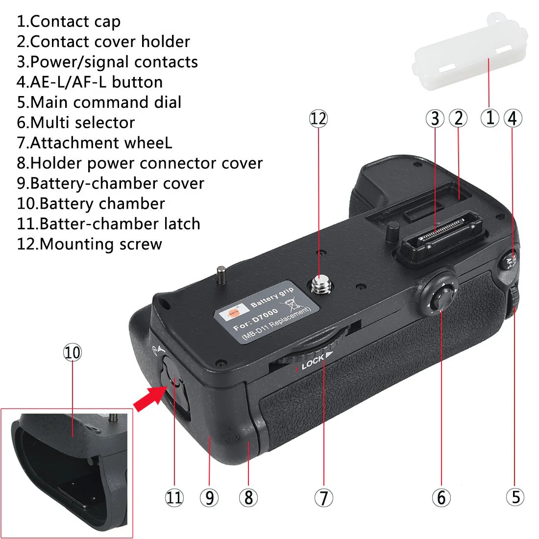DSTE MB-D11 Vertical Battery Grip Compatible with D7000 DSLR Digital Camera as EN-EL15 - Image 2