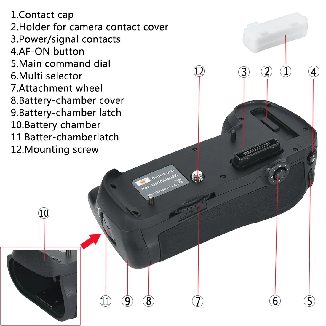DSTE MB-D12 MBD12 Multi Power Battery Grip Compatible with Nikon D800 D800E D810 Digital SLR Camera as EN-EL15 - Image 4