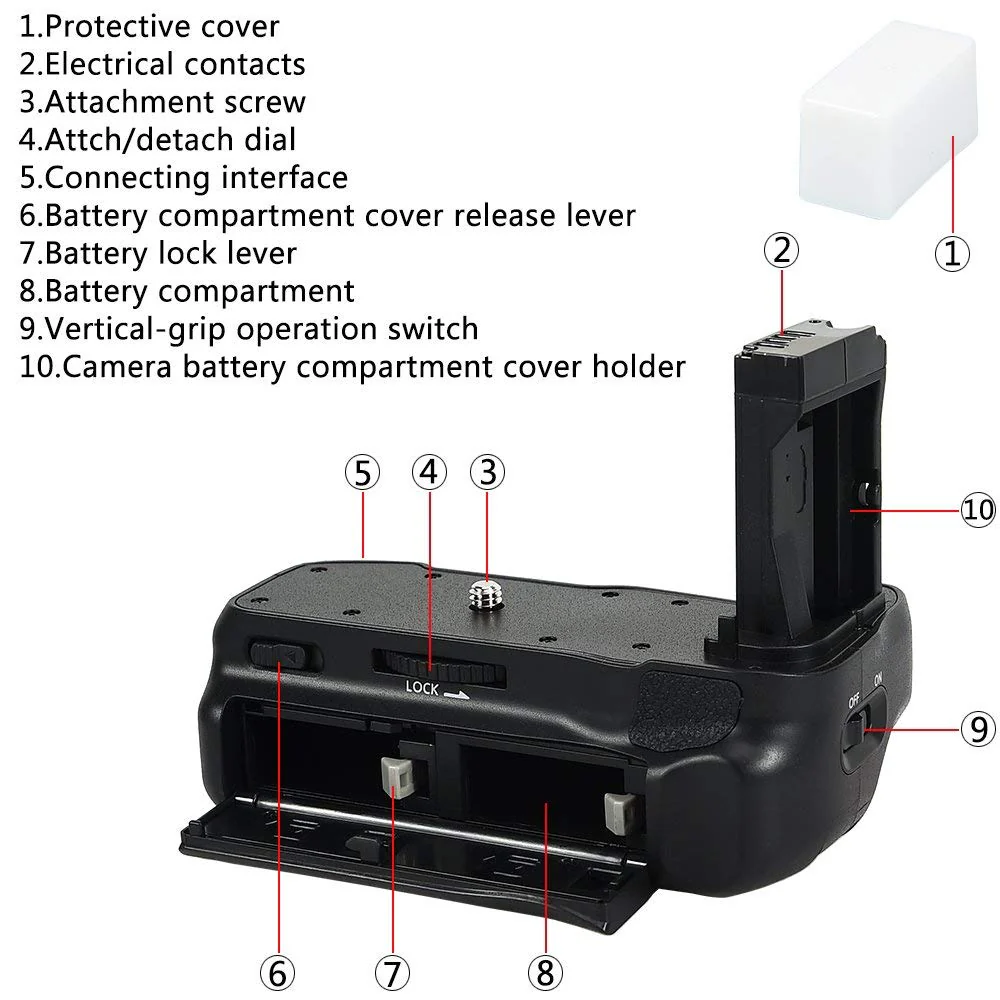 DSTE Pro EOS-800D Vertical Battery Grip Compatible with Canon EOS 800D T7i X9i 77D 9000D Digital Camera as LP-E17 - Image 6
