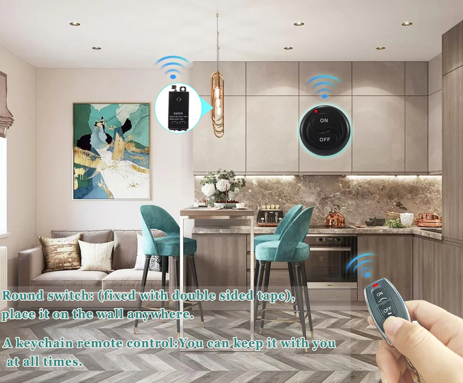 dstfuy 12 V Radio Switch, Wireless Light Switch DC 5 V/12 V/24 V/48/10 A Mini Relay Wireless Light Switch Remote Control 328 ft Long Distance for Ceiling Lights, Lamps 5V-48V/10A mini Relais-328FT - Image 3
