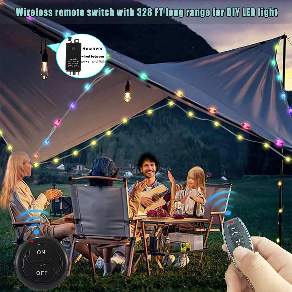 dstfuy 12 V Radio Switch, Wireless Light Switch DC 5 V/12 V/24 V/48/10 A Mini Relay Wireless Light Switch Remote Control 328 ft Long Distance for Ceiling Lights, Lamps 5V-48V/10A mini Relais-328FT - Image 4