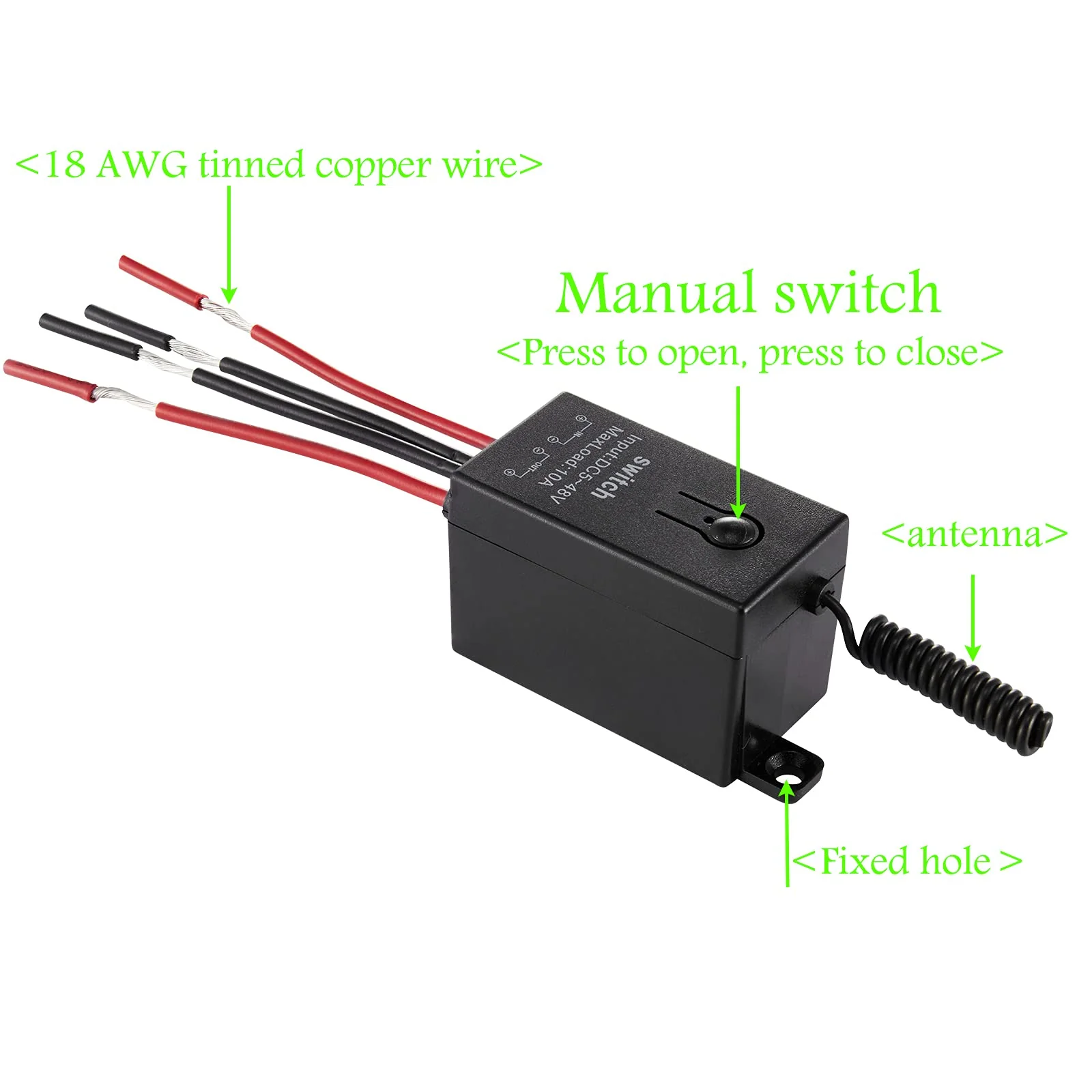 dstfuy 12 V Radio Switch, Wireless Light Switch DC 5 V/12 V/24 V/48/10 A Mini Relay Wireless Light Switch Remote Control 328 ft Long Distance for Ceiling Lights, Lamps 5V-48V/10A mini Relais-328FT - Image 6