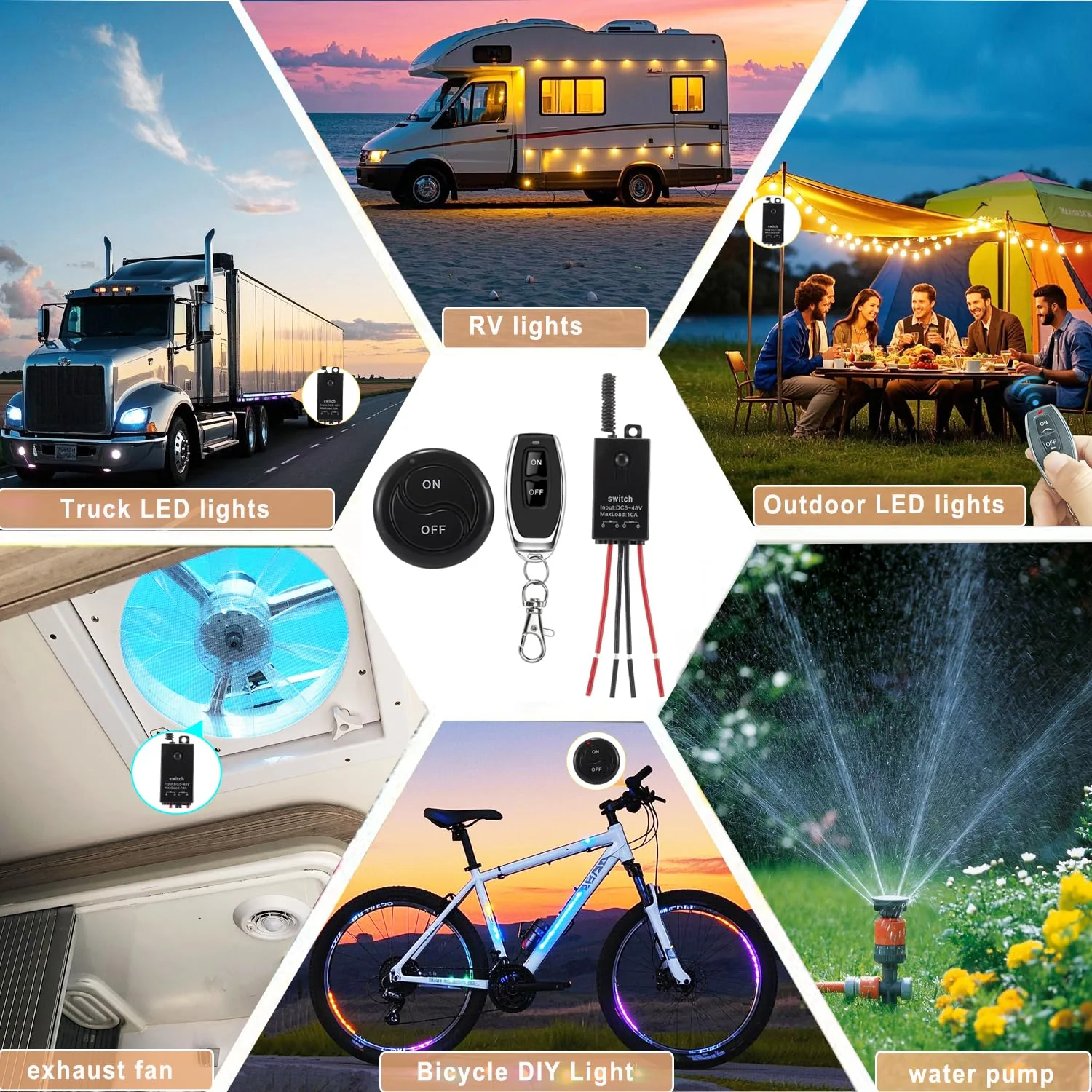 dstfuy 12 V Radio Switch, Wireless Light Switch DC 5 V/12 V/24 V/48/10 A Mini Relay Wireless Light Switch Remote Control 328 ft Long Distance for Ceiling Lights, Lamps 5V-48V/10A mini Relais-328FT - Image 7