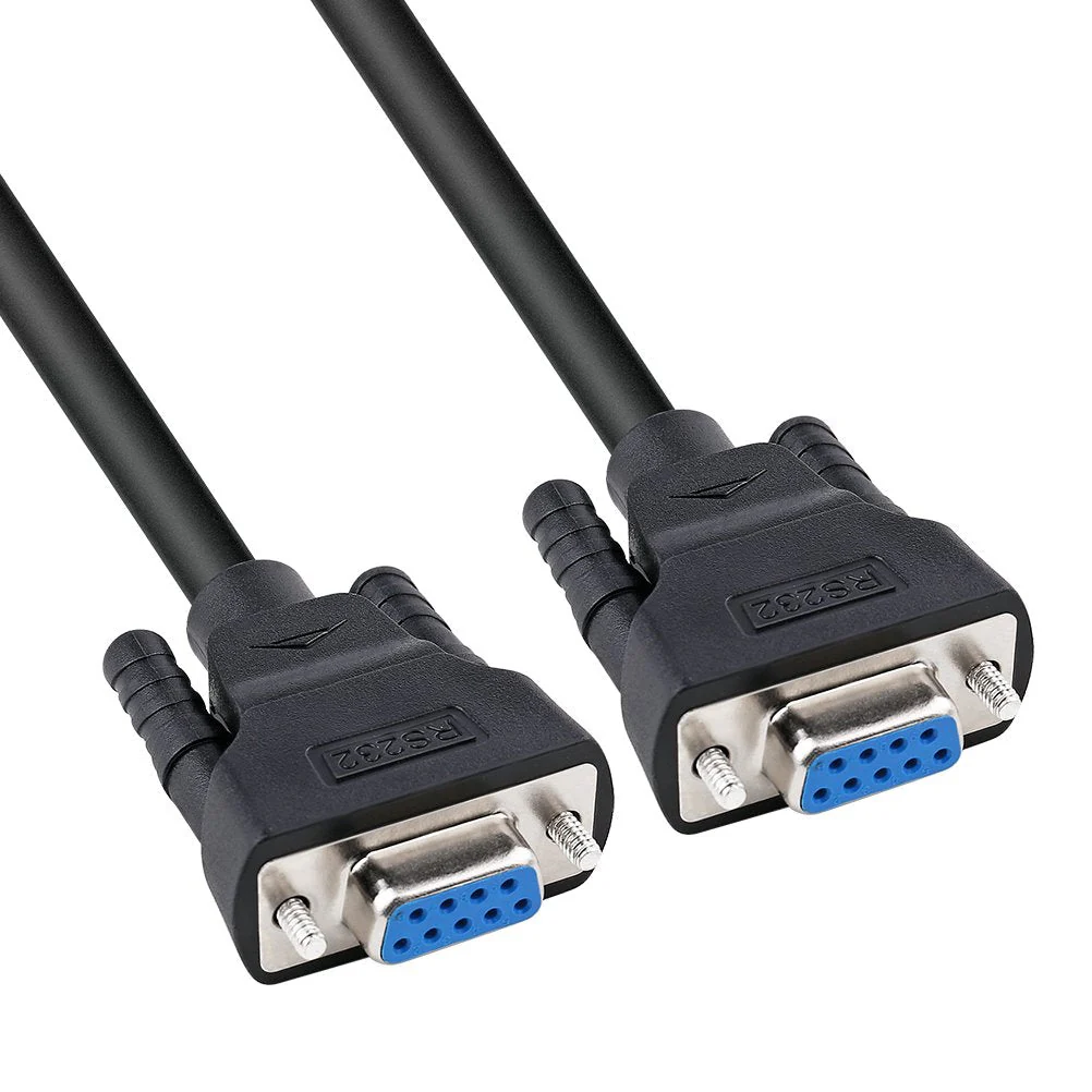 DTech 10 ft DB9 Serial Cable Female to Female 9 Pin Straight Through (Black, 3 Meters) 10ft
