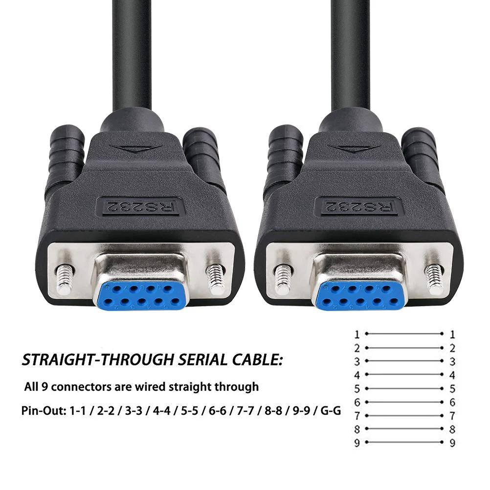 DTech 10 ft DB9 Serial Cable Female to Female 9 Pin Straight Through (Black, 3 Meters) 10ft - Image 3