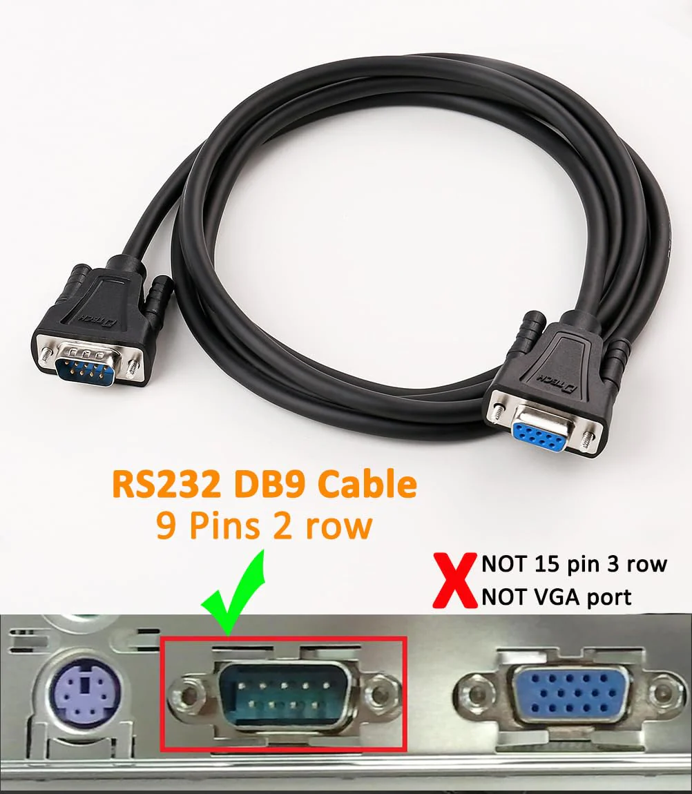 DTech 10ft DB9 RS232 Serial Cable Male to Female Extension Simple Null Modem Cord Cross TX RX Line 2 Pin Crossed for Computer Data Communication (10 Feet, Black) - Image 3