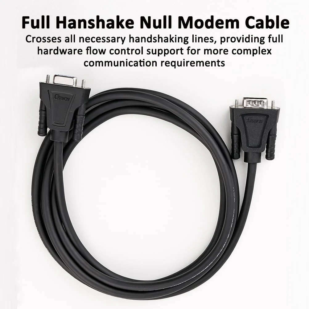 DTech 15ft DB9 RS232 Serial Cable Male to Male Null Modem Cord Full Handshaking 7 Wire Crossover for Data Communication Compatible with Computer Network Switch Router (15 Feet, Black) - Image 7