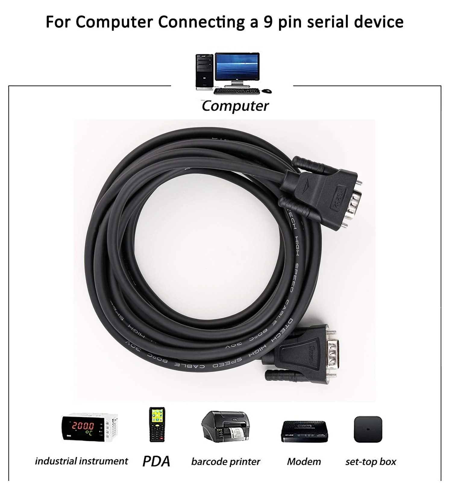 DTech 15ft DB9 Serial Cable COM Port Male to Male RS232 Straight Through 9 Pin Data Cord - Image 7