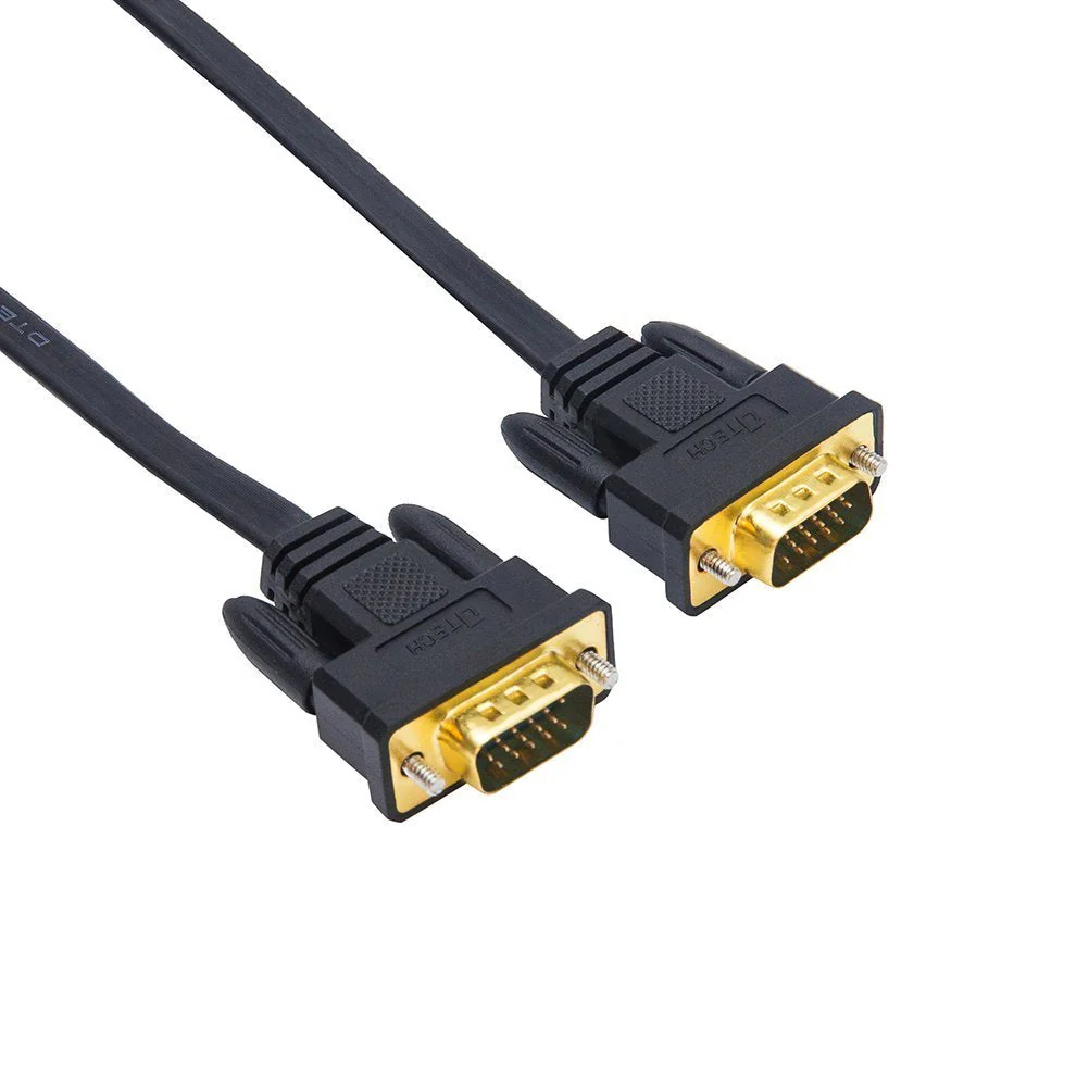 DTECH 25ft Ultra Thin Flat Type Computer Monitor VGA Cable Standard 15 Pin Male to Male Connector SVGA Wire 25 Feet - Black - Image 2