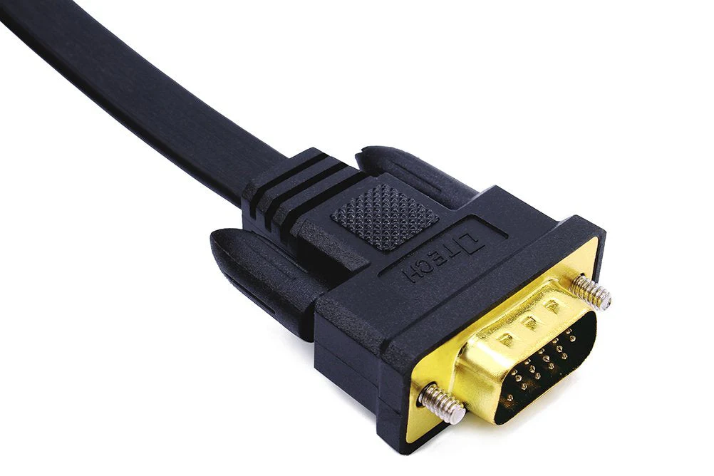 DTECH 25ft Ultra Thin Flat Type Computer Monitor VGA Cable Standard 15 Pin Male to Male Connector SVGA Wire 25 Feet - Black - Image 5