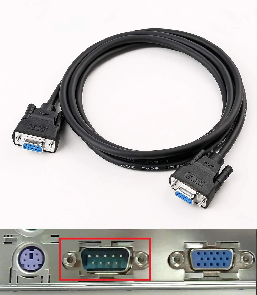 DTech 5 Feet RS232 Serial Cable Female to Female 9 Pin Straight Through (Black, 1.5 Meter) 5ft - Image 2