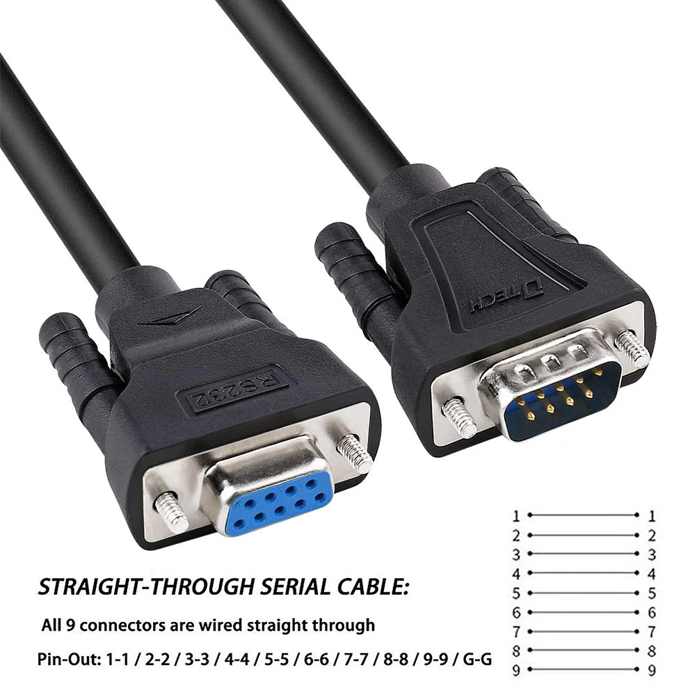 DTech 5ft RS232 Serial Cable Extension Male to Female 9 Pin Straight Through - Image 4