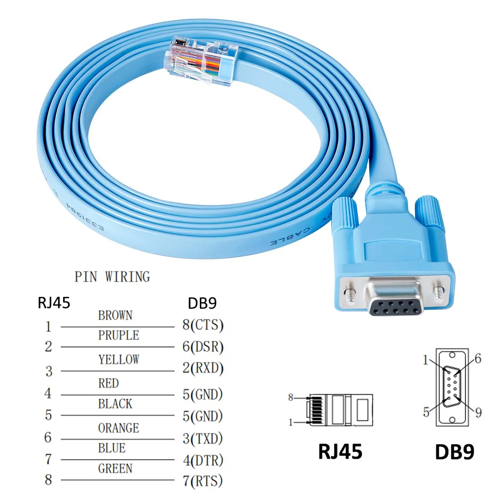 DTECH DB9 to RJ45 Console Cable Cisco Device Management Serial Adapter (6 Feet, Blue) - Image 6
