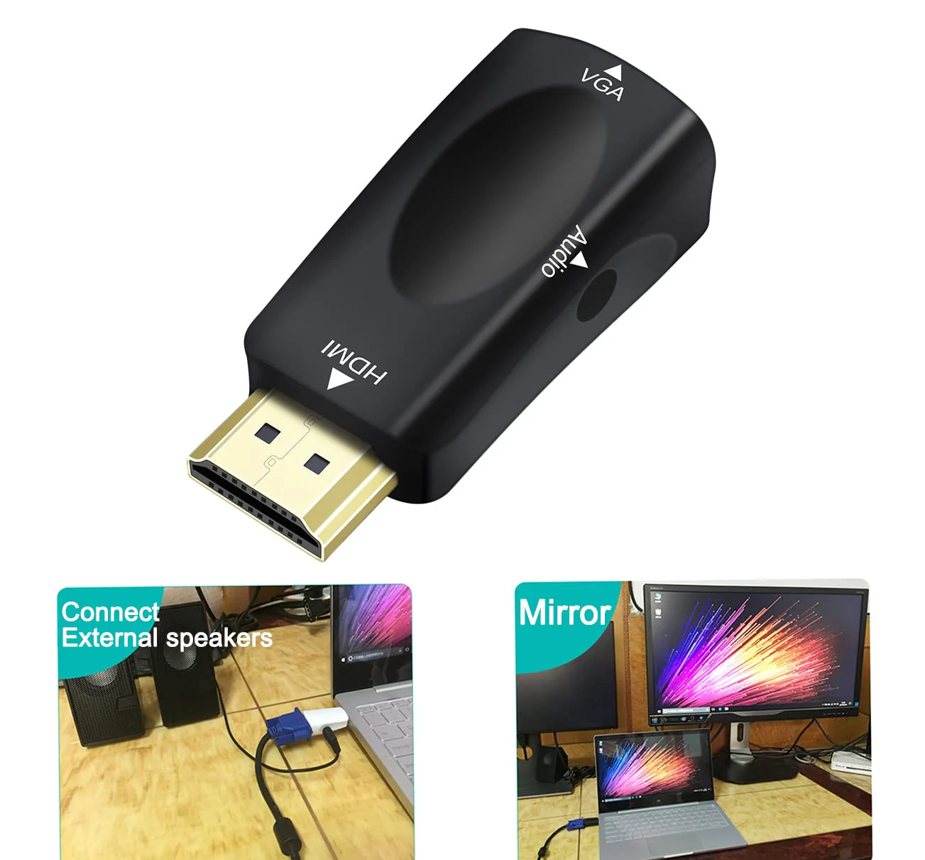 DTECH HDMI to VGA Adapter with 3.5mm Audio Jack for Computer Monitor Laptop Raspberry Pi PS3 Xbox DVD TV LCD Display 1080P Full HD Video (Male HDMI Input and Female VGA Output) - Image 5