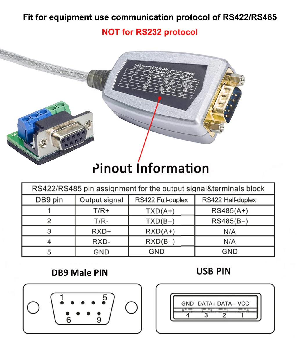 DTECH USB to RS422 RS485 Serial Port Converter Adapter Cable with FTDI Chip Supports Windows 11 10 8 7 XP Mac -1.5 Feet 1.5ft - Image 6