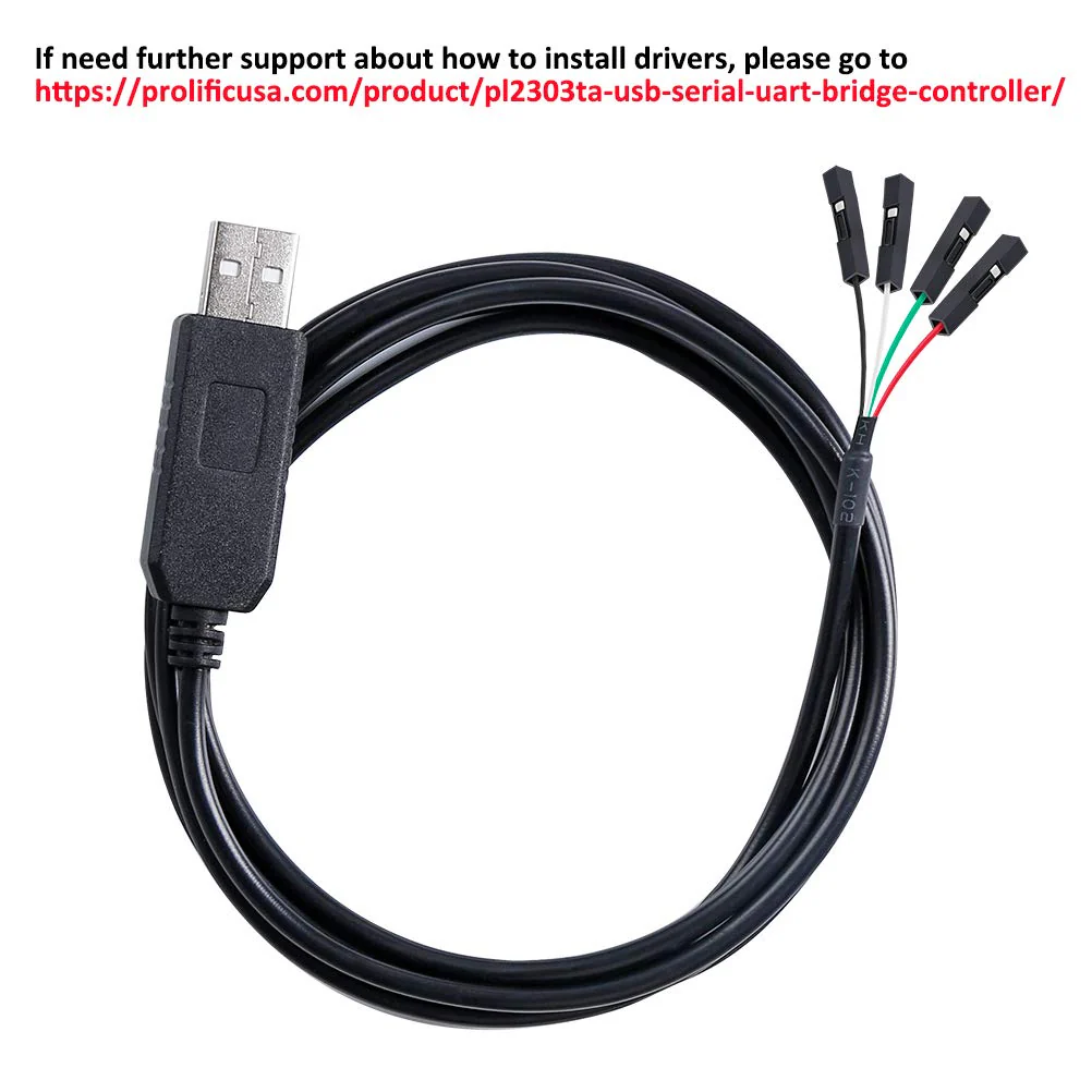 DTECH USB to TTL Serial 3.3V Adapter Cable TX RX Signal 4 Pin 0.1 inch Pitch Female Socket PL2303 Prolific Chip Windows 10 8 7 XP Vista (6ft, Black) 6ft/1.8m - Image 2