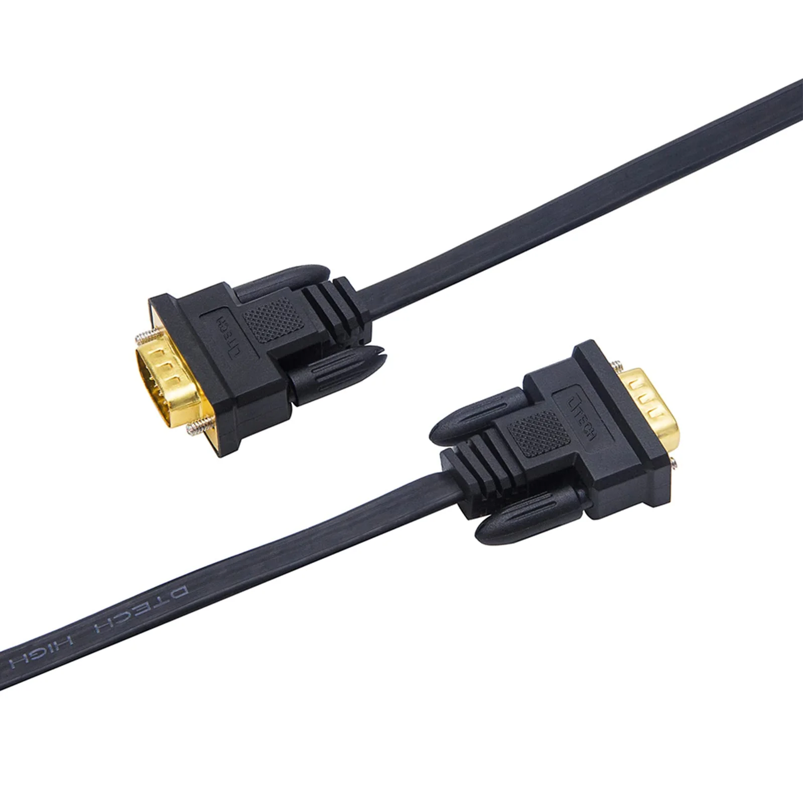 DTech VGA to VGA Cable 50ft Long Thin Flat 15 Pin Computer Monitor Cord Male to Male SVGA Wire (50 Feet, Black) - Image 5