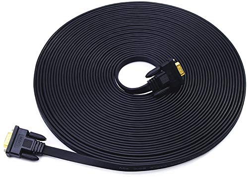 DTech VGA to VGA Cable 50ft Long Thin Flat 15 Pin Computer Monitor Cord Male to Male SVGA Wire (50 Feet, Black) - Image 7