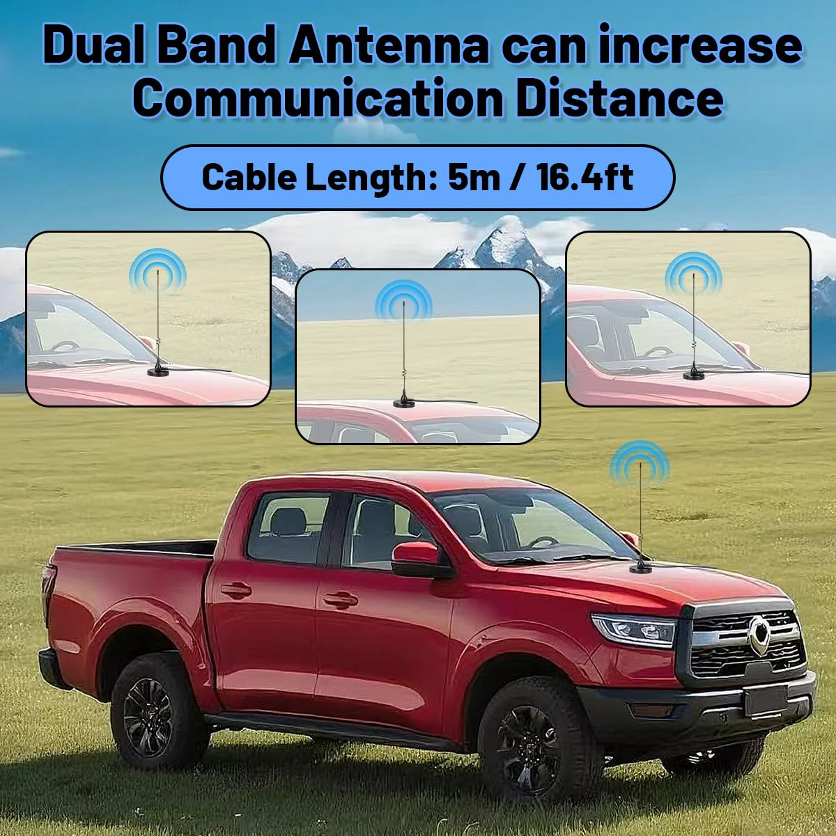 Dual Band Mobile Radio Magnetic Base Heavy Duty Mount Whip Antenna Kit with PL-259 Connector,16.4ft RG58 Cable Compatible for VHF UHF GMRS Car Truck Handheld Ham Radio Two Way Radios Antennas - Image 4