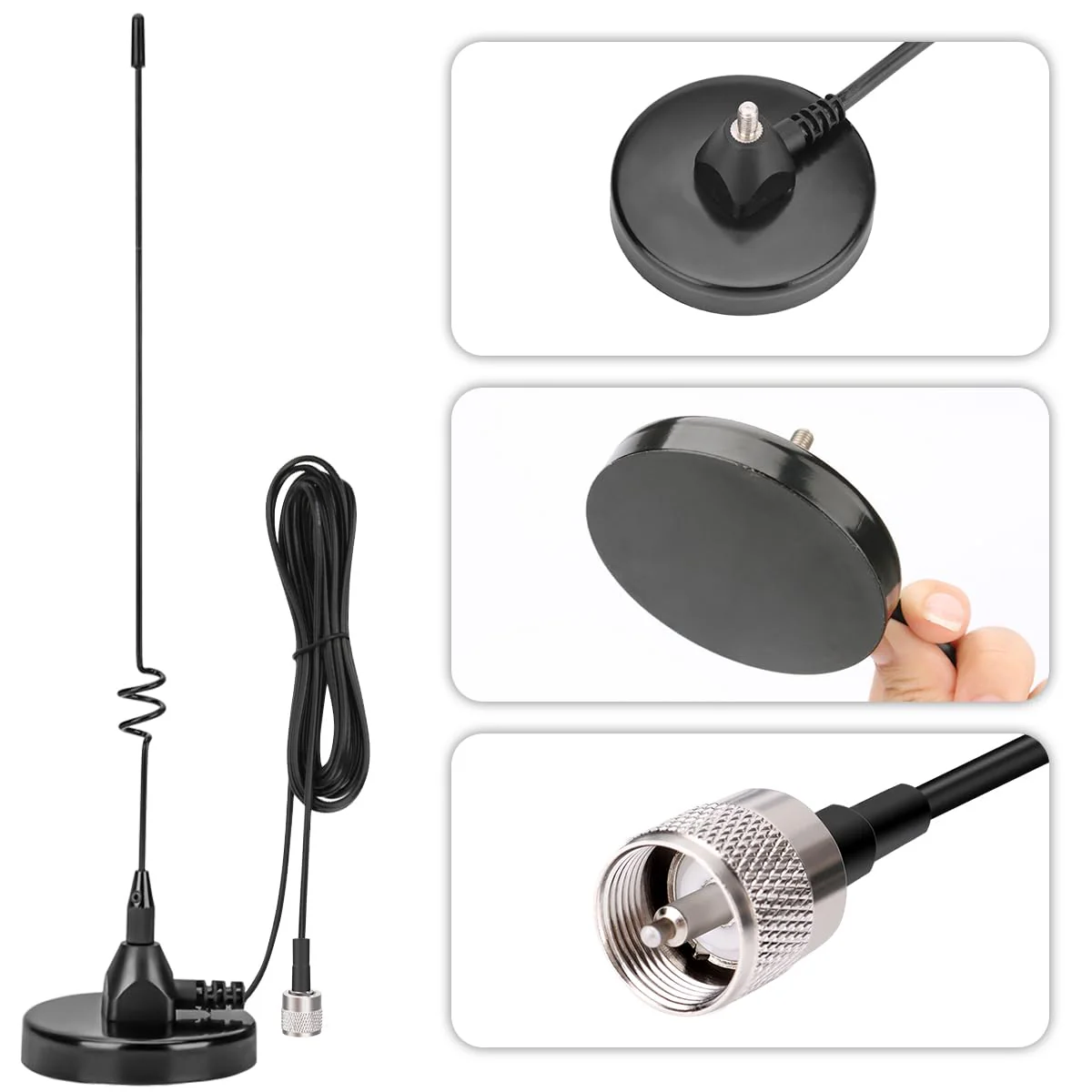 Dual Band Mobile Radio Magnetic Base Heavy Duty Mount Whip Antenna Kit with PL-259 Connector,16.4ft RG58 Cable Compatible for VHF UHF GMRS Car Truck Handheld Ham Radio Two Way Radios Antennas - Image 8