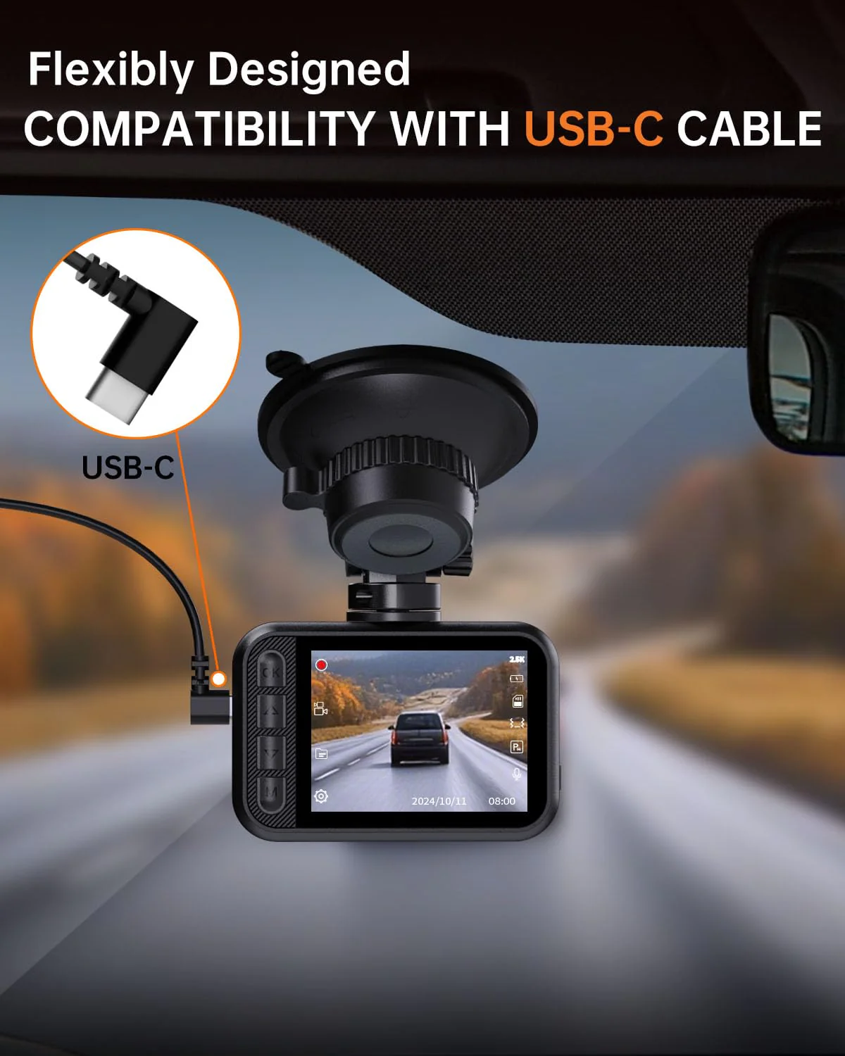 Dual Dash Cam Front and Rear — 2.5K HDR Night Vision Car Camera with G-Sensor & 24H Parking Monitor, Compact Plug & Play Dash Cam with Super Capacitor, 32GB Card Included, Supports 256GB Max - Image 6