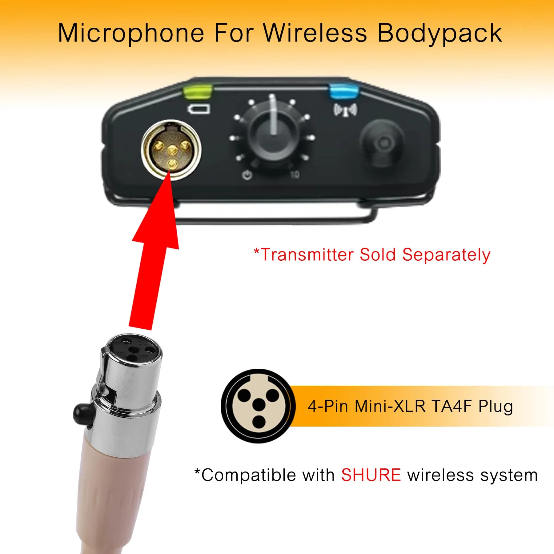 Dual Earhook Headset Microphone - Compatible with Shure Wireless Transmitter, Over-Ear TA4F Mini XLR Mic with Windscreen, Clear Sound for Lectures, Performances, Theater – Professional, Lightweight - Image 3