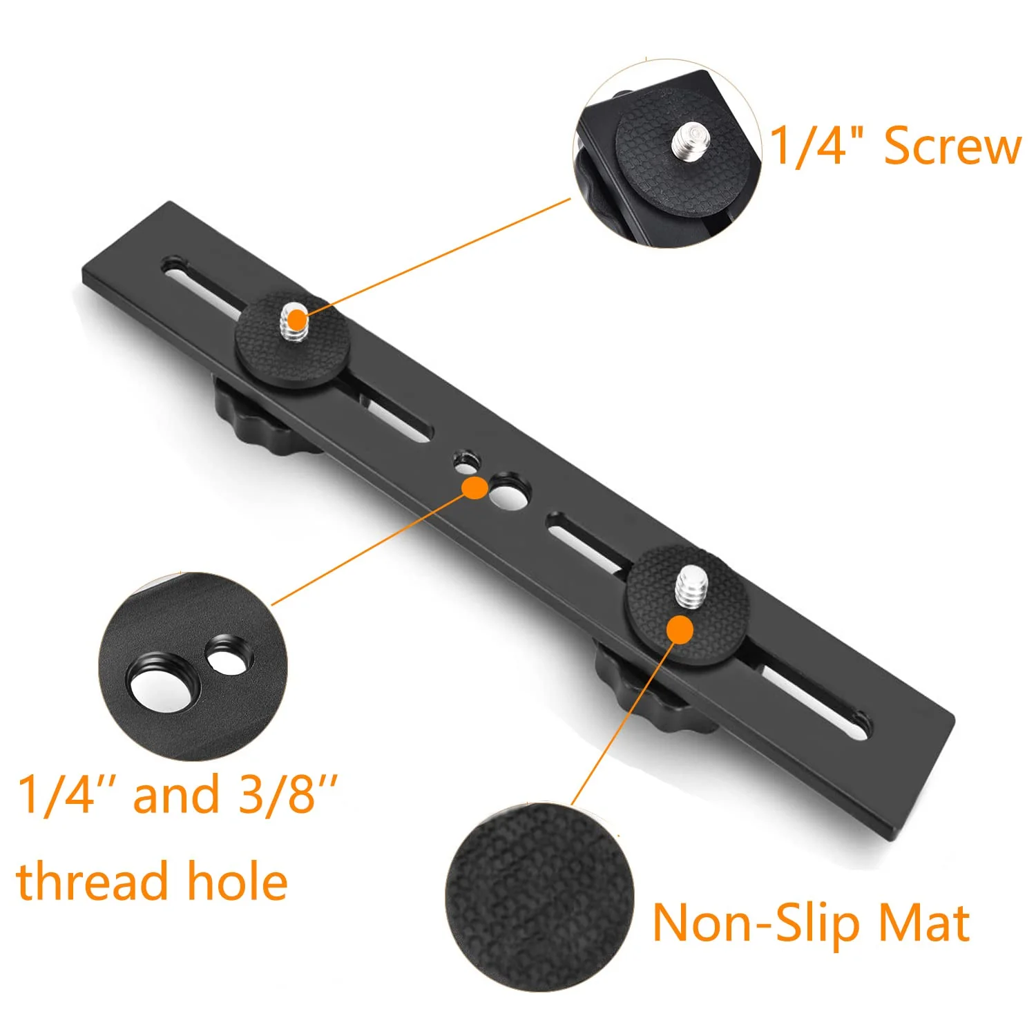 Dual Flash Bracket 8in/20.3cm Camera Mount Tripod Bracket with 1/4 Screw Hot Shoe Flash Light Bracket for LED Light Microphone 3D Stereo Stereoscopic Photography 1 Pack - Image 2