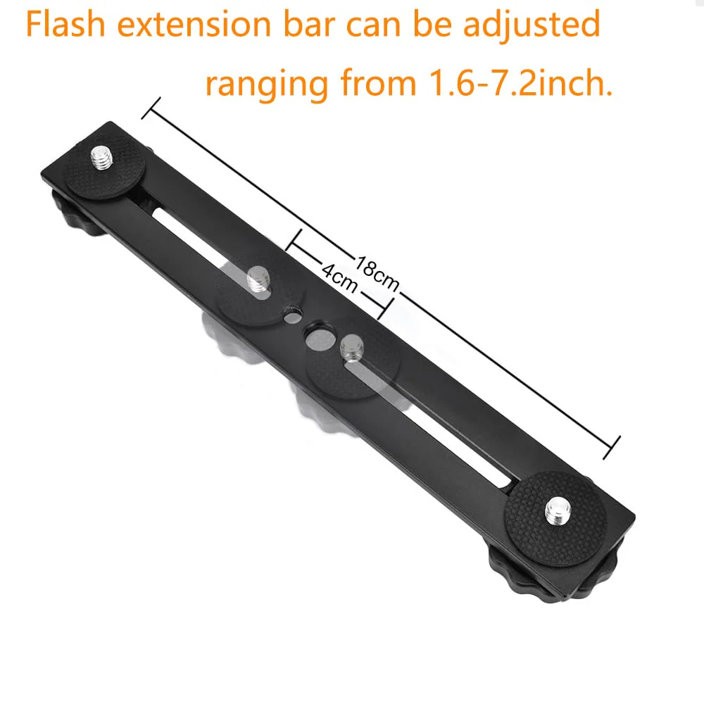 Dual Flash Bracket 8in/20.3cm Camera Mount Tripod Bracket with 1/4 Screw Hot Shoe Flash Light Bracket for LED Light Microphone 3D Stereo Stereoscopic Photography 1 Pack - Image 3