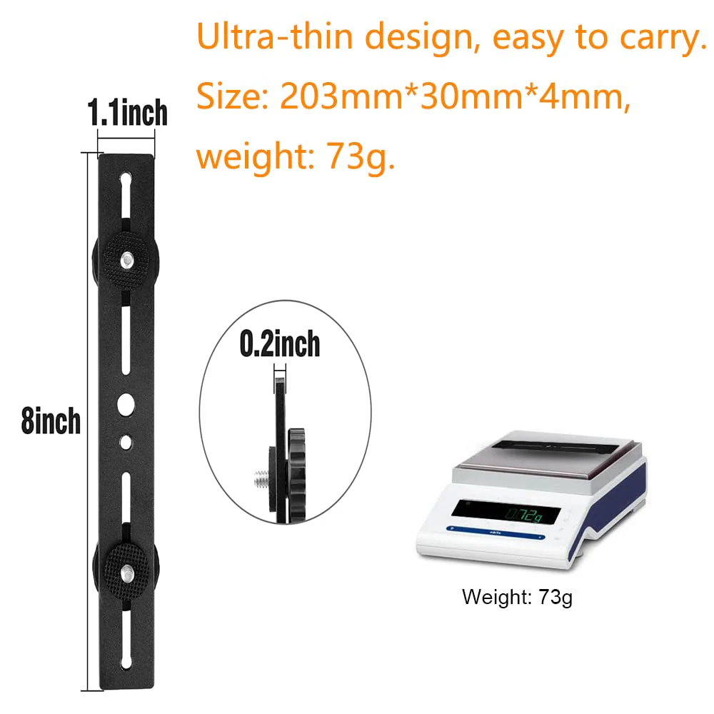 Dual Flash Bracket 8in/20.3cm Camera Mount Tripod Bracket with 1/4 Screw Hot Shoe Flash Light Bracket for LED Light Microphone 3D Stereo Stereoscopic Photography 1 Pack - Image 6