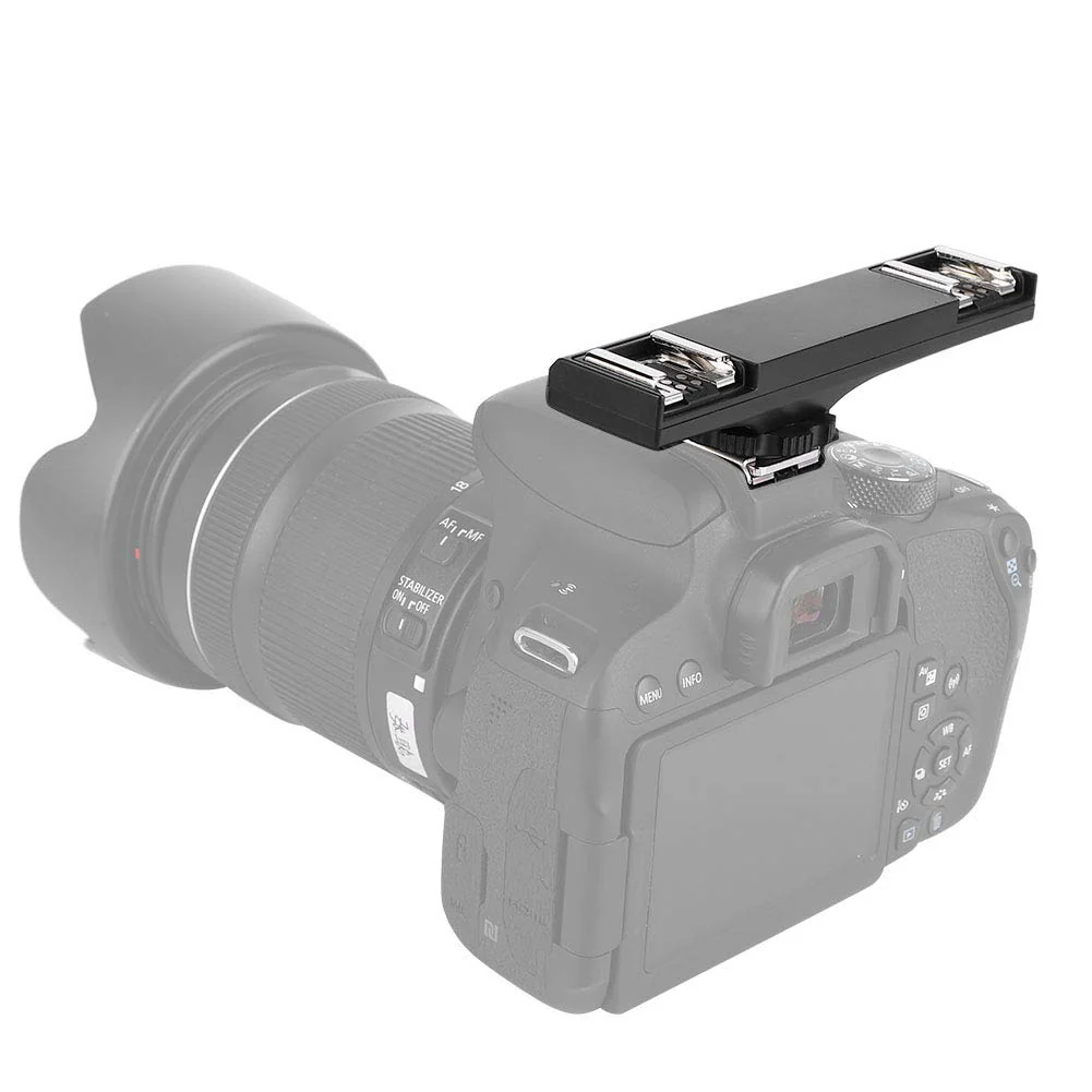 Dual Hot Shoe Splitter Camera Shoe Mounts, Dual Hot Shoe Flash Speedlite Light Bracket for SLR Camera Camcorder, Extension Bar Mount Cold Shoe Extension Bracket (for Canon) For Canon - Image 8