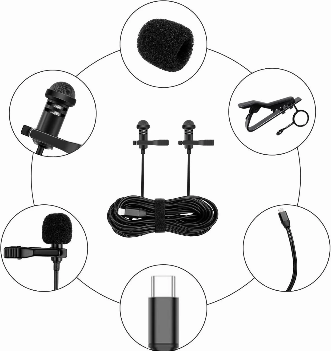 Dual Lavalier Microphone Compatible with iPhone 17 Pro Max 17 Air 16E 15 Plus, 13ft USB C External Lav Mic for Interview or Vlog - Image 6