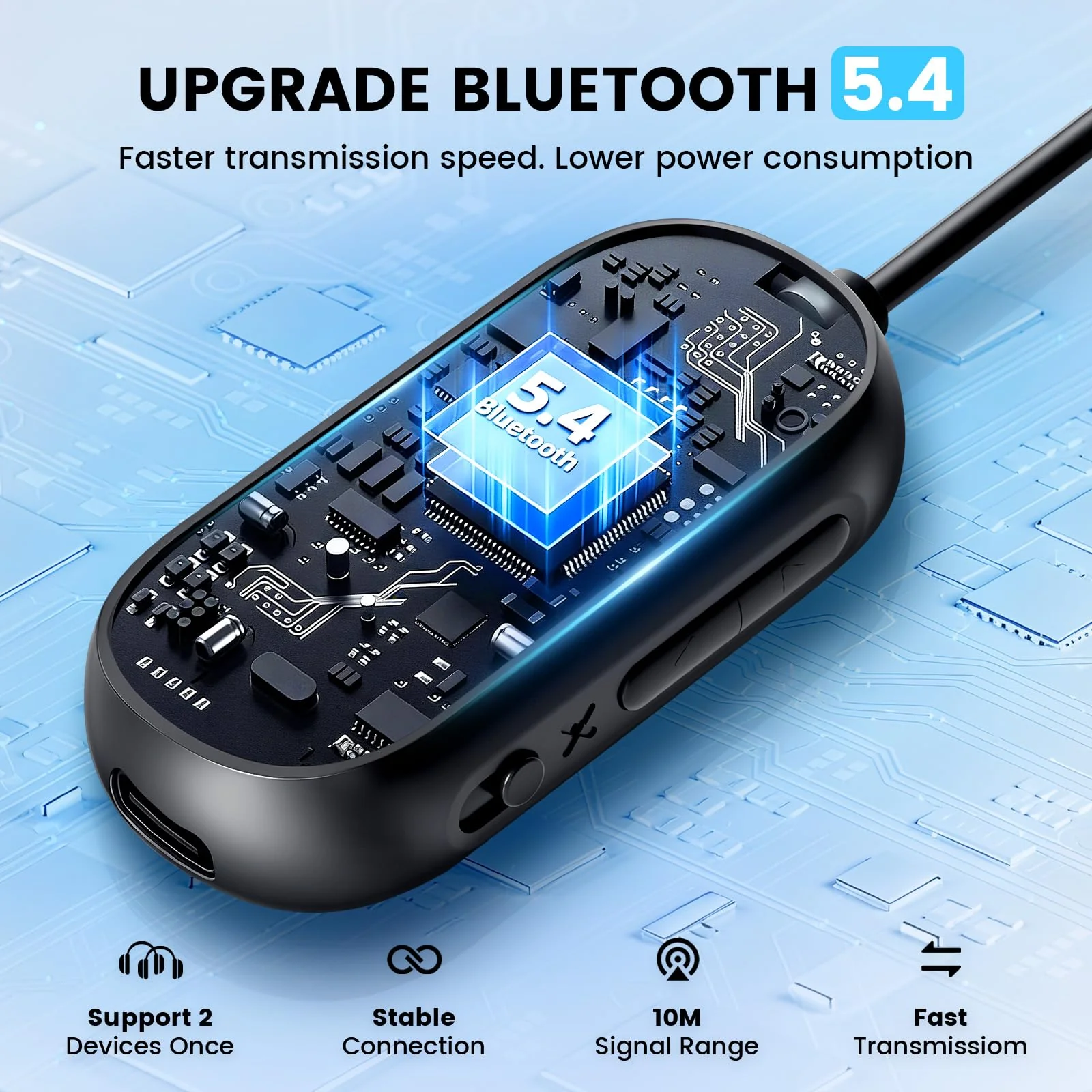Dual Link Bluetooth 5.4 Transmitter for Airplane Travel 2-in-1 Bluetooth Adapter Airplane Travel Essentials Wireless Receiver, 3.5MM AUX Jack Adapter on Flight/TV/Car Stereo/Gym - Image 3
