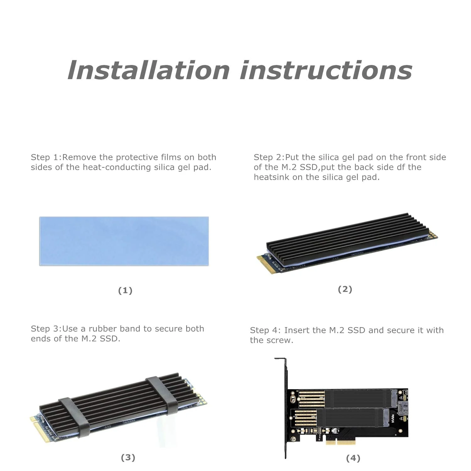 Dual M.2 PCIE Adapter for SATA or PCIE NVMe SSD with advanced heat sink solution,M.2 SSD NVME (m key) and SATA (b key) 22110 2280 2260 2242 2230 to PCI-e x 4 Host Controller Expansion Card - Image 7