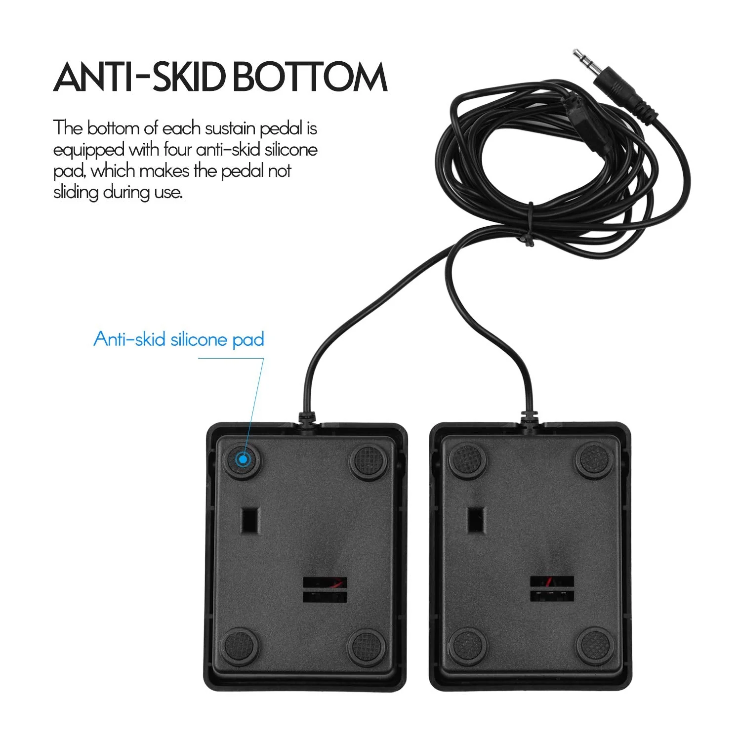 Dual Pedal 3.5mm Interface Compact Sustain Pedal Universal Dual Pedal for Musical Instruments Portable Folding Piano Electronic Keyboard Electronic Foldable Drum - Image 6
