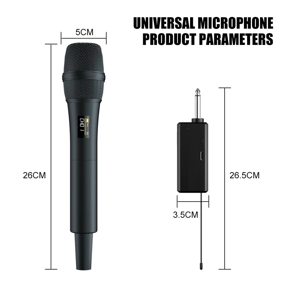 Dual UHF Wireless Microphone System - 2 Handheld Mics, 160ft Range, Noise Cancelling & Rechargeable for DJ/Live Performance, Business Meeting, karaoke singing mic, Recording Anti-Interference - Image 9