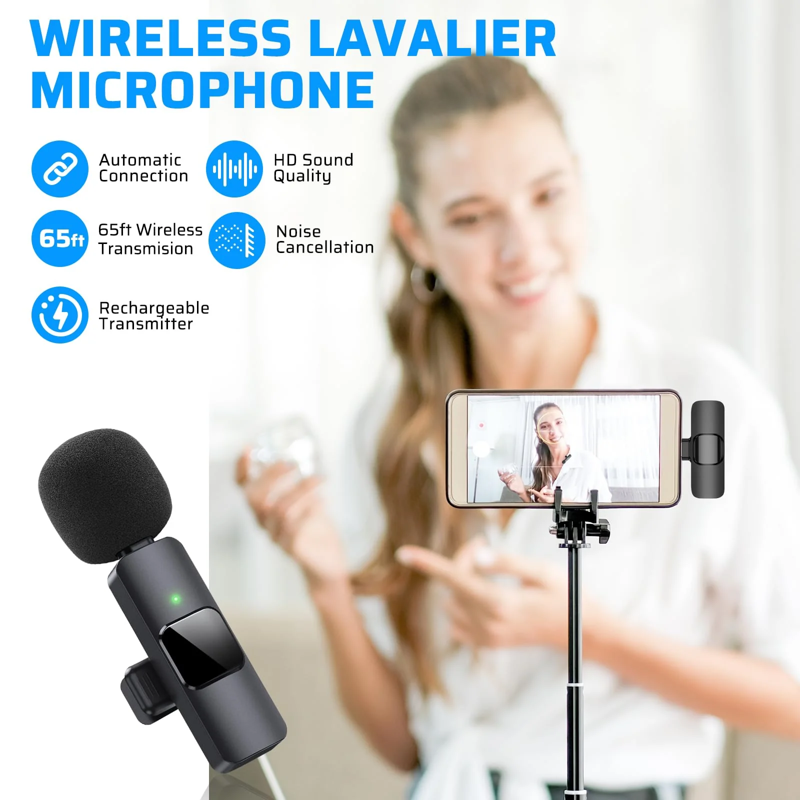 Dual Wireless Lavalier Microphone for iPhone, iPad - Perfect for Video Conferencing, Recording, and Live Streaming - Image 3