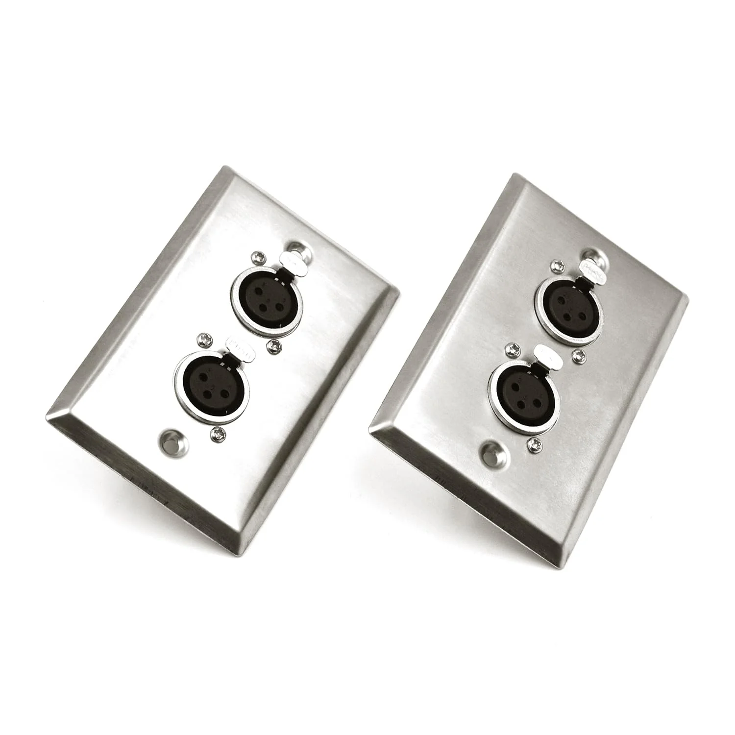 Dual XLR Plugs and Plates Audio Speakers Dual XLR Female Connectors Stainless Steel Wall Plate (2pack) Silver Dual XLR Female Plate(V) - Image 4