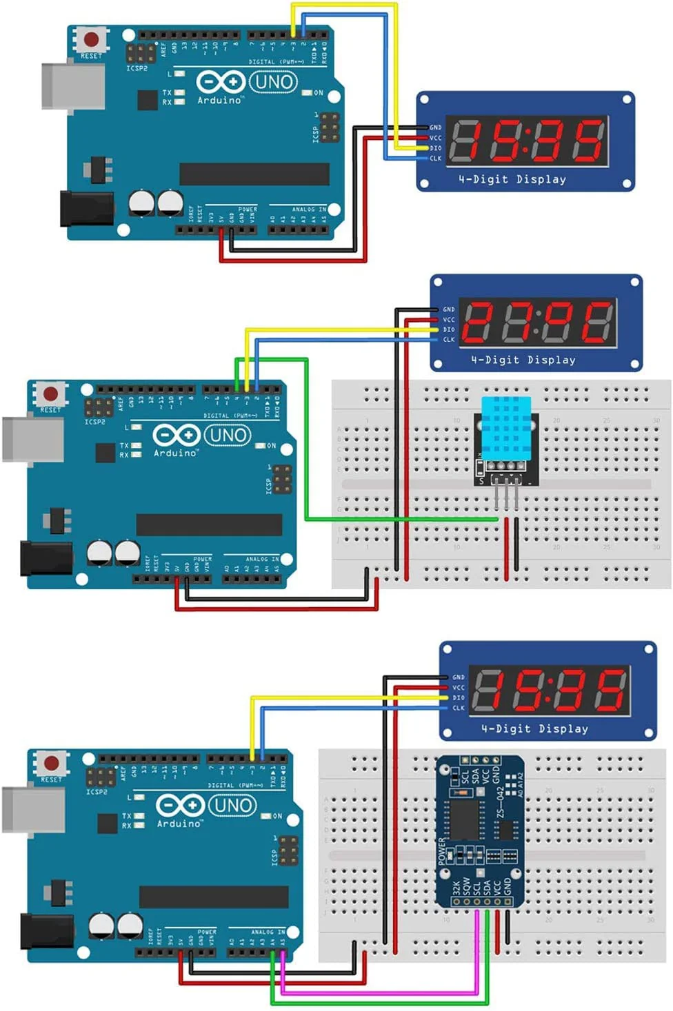 DUBEUYEW Display Module TM1637 0.36 Inch 4 Character 7 Segment 4 Bits Red Digital Tube for Arduino Driver Board (Pack of 4) - Image 4