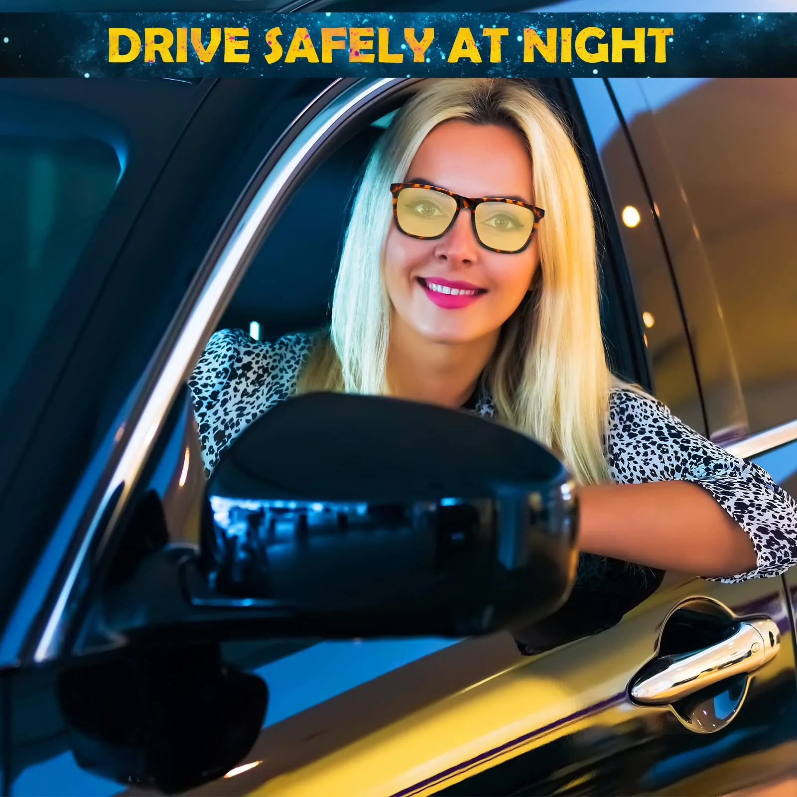 DUCO Polarized Night Vision Glasses for Men and Women Yellow Safety Driving Glasses with UV Protection and Anti Glare A04-tortoise Frame Night Vision Lens - Image 2