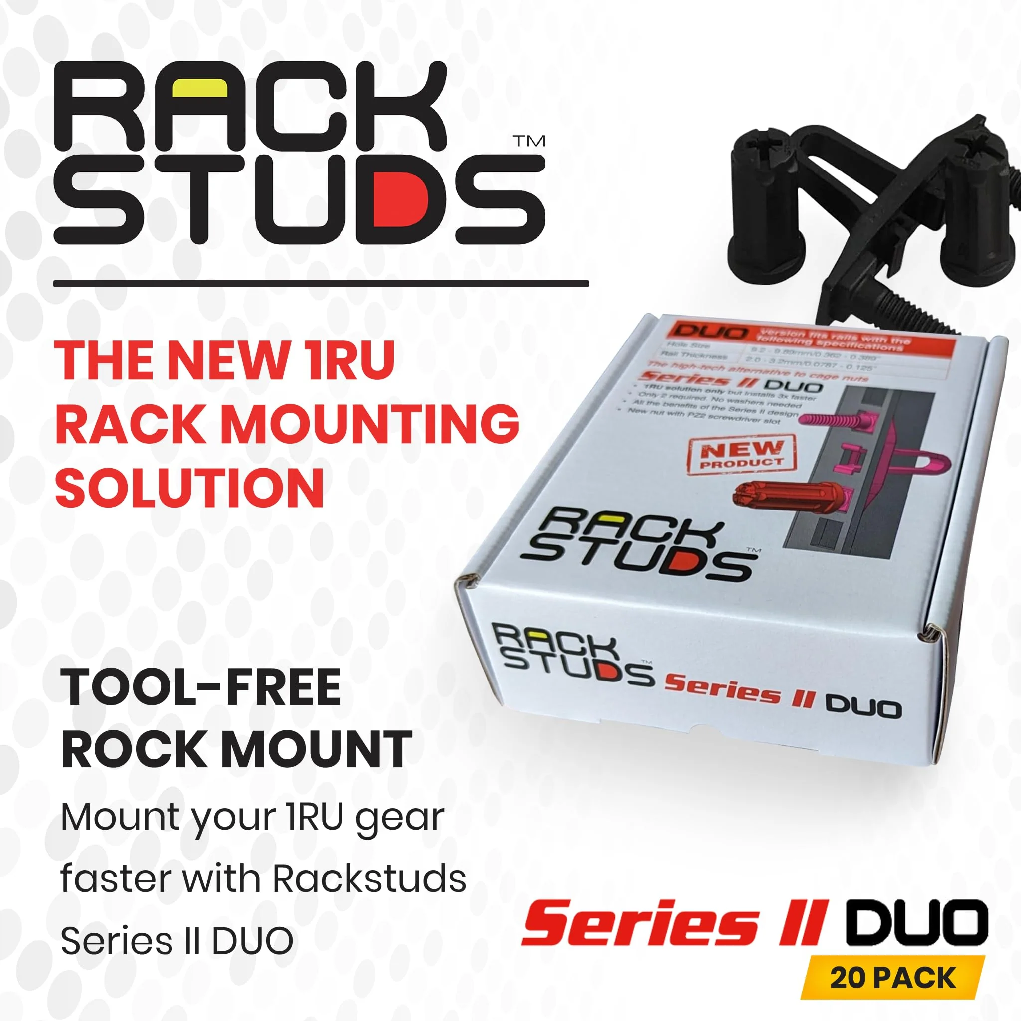 DUO20 1RU Series II Rack Mount Solution - Effortless Alternative to Traditional Rack Screws and Cage Nuts & Server Rack Screws Ideal for Server Hardware Setup - 20-Pack, Universal Version - Image 2