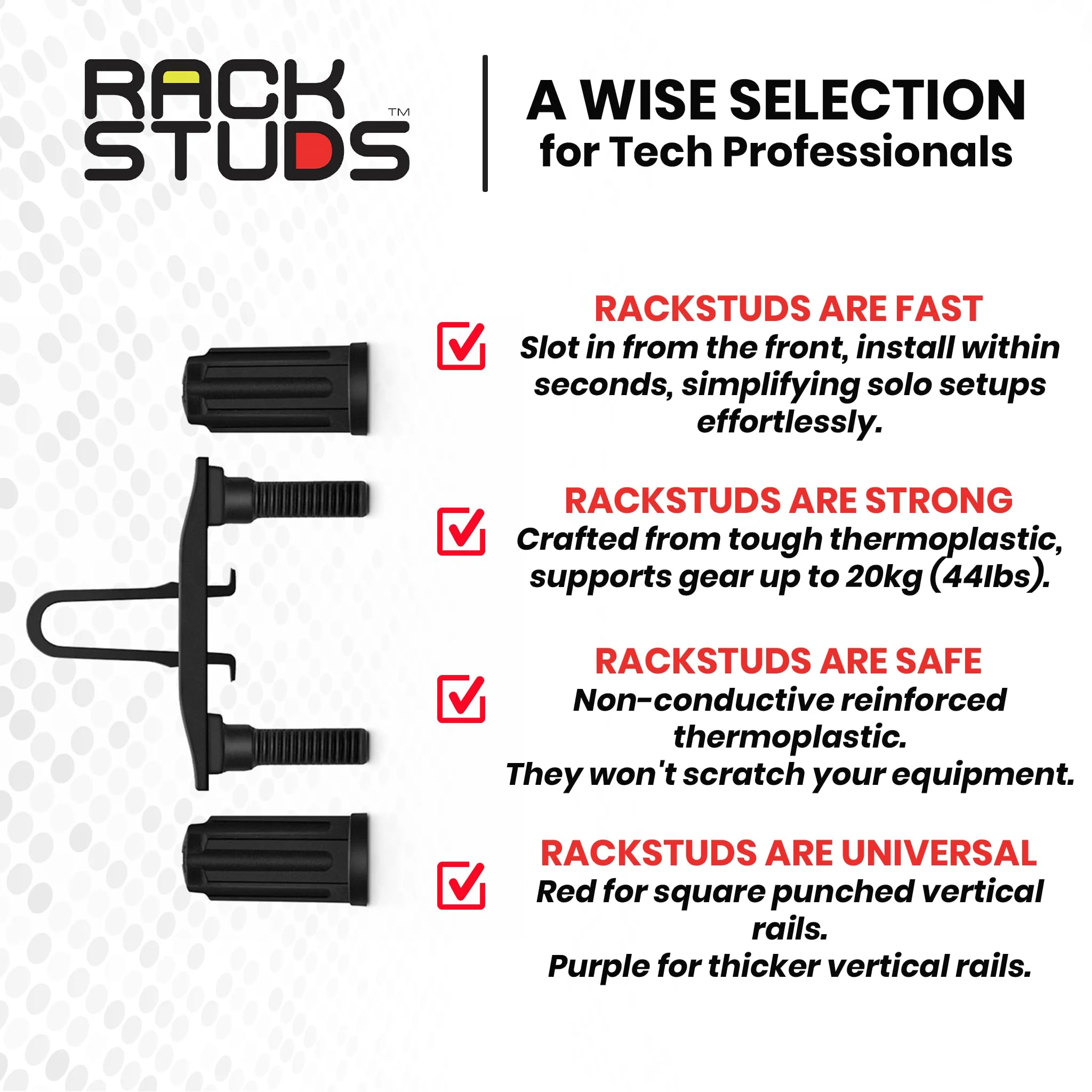 DUO20 1RU Series II Rack Mount Solution - Effortless Alternative to Traditional Rack Screws and Cage Nuts & Server Rack Screws Ideal for Server Hardware Setup - 20-Pack, Universal Version - Image 6
