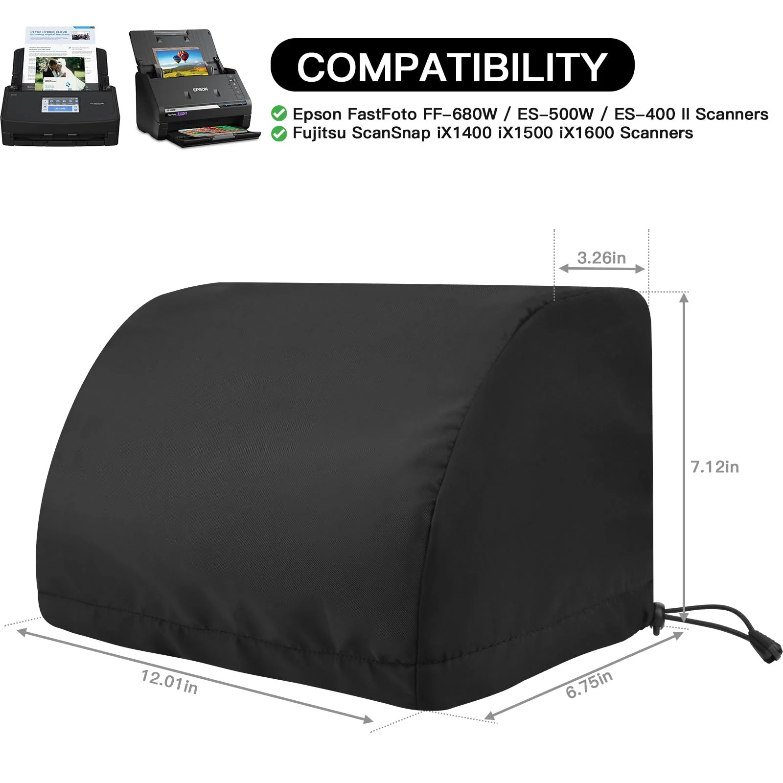 Dust Cover for Epson FastFoto FF-680W Wireless Desktop Document Scanner, Antistatic Protector Case Compatible with ScanSnap iX1600 iX1500 iX1400 Photo & Receipt Scanner (Case Only) - Image 2