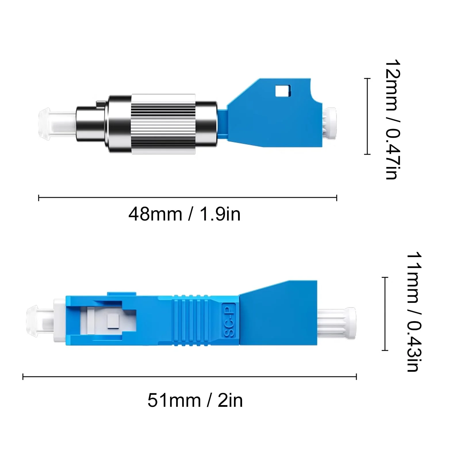 Duttek 2PC FC Male to LC Female Fiber Adapter and 2PC SC Male to LC Female Adapter Hybrid Flange Single Mode 9/125um Optical Fiber Convertor Adaptrt for Optical Power Meter 4 Pack 2 Styles - Image 3